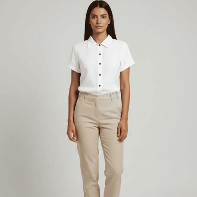 A polo-collar shirt from our catalogue, on a generated model